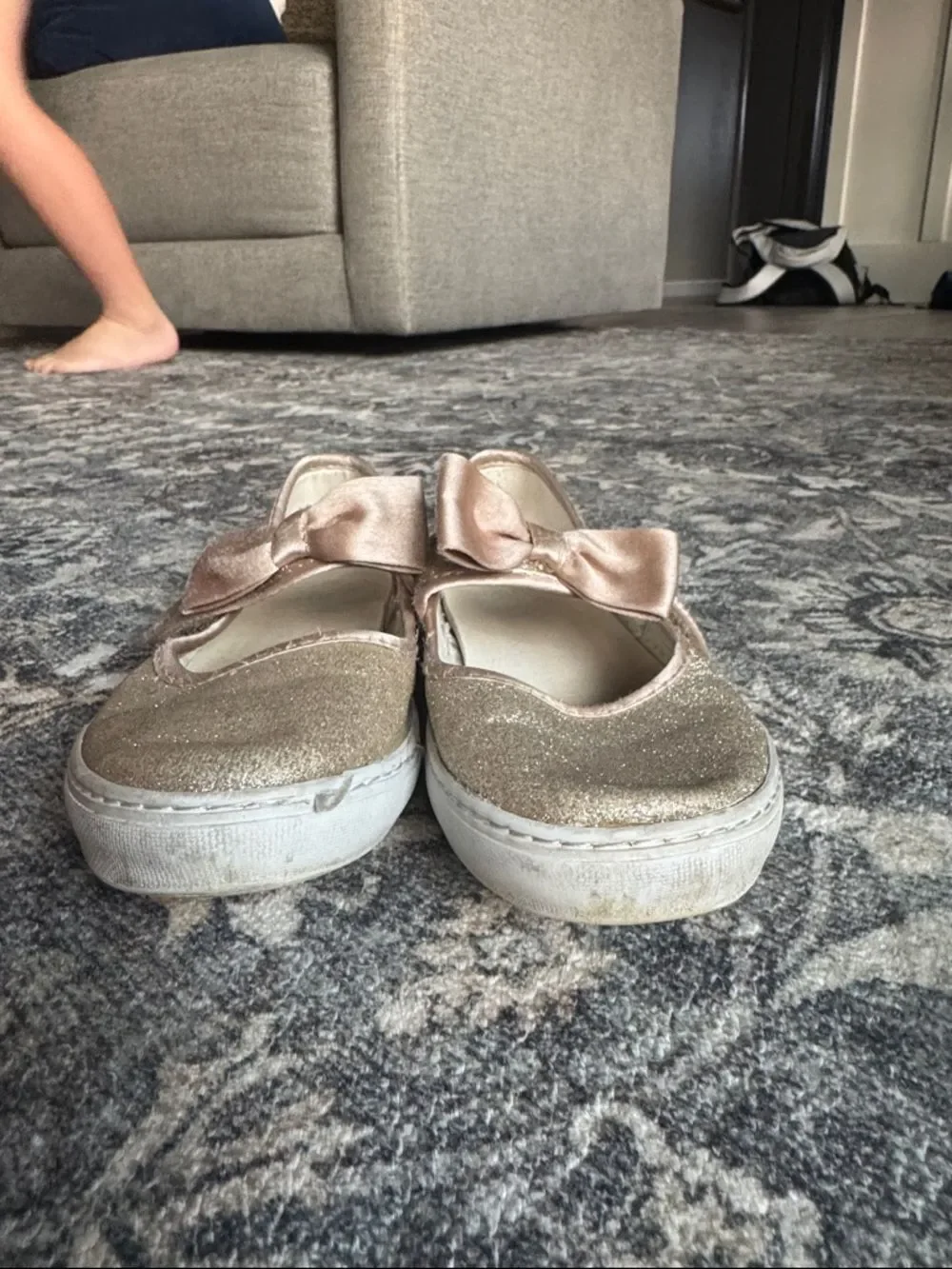 Janie & Jack Girls Sparkle Bow Slip-On Shoes